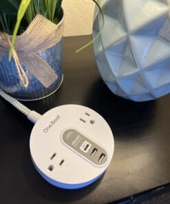 Power Strip Surge Protector with USB C - Extension Cord Flat Plug with 2 Widely AC Outlet and 3 USB, Small Desktop Charging Station with 5 ft Power Cord, Compact for Travel, Home and Office (490J) White 29 718qzNOxLL
