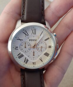 Fossil Grant Men's Watch with Chronograph Display and Genuine Leather or Stainless Steel Band Silver, Brown 37 718ttVdLzyL