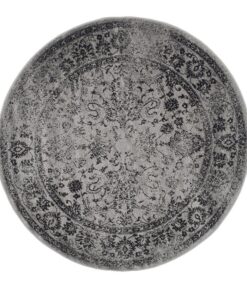SAFAVIEH Adirondack Collection Area Rug - 4' Round, Grey & Black, Oriental Distressed Design, Non-Shedding & Easy Care, Ideal for High Traffic Areas in Living Room, Bedroom (ADR109B) Grey/Black 25 718uIkCrU3L