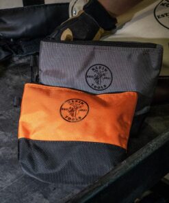 Klein Tools 55470 Utility Bag, Stand-Up Zipper Tool Bags, Tough 1680d Ballistic Weave, Reinforced Bottoms, Orange/Black, Gray/Black, 2-Pack 26 718uPwrbT0L