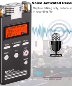 EVISTR Digital Voice Recorder 8GB L53 - 1536KPBS PCM Stereo Audio Recording Device Portable Dictaphone Microphone Gain Controllable Noise Reduction 39 718ut2R5p4L