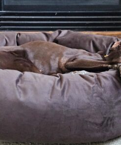 Majestic Pet 40 Inch Suede Calming Dog Bed Washable – Cozy Soft Round Dog Bed with Spine Support for Dogs to Rest their Head - Fluffy Donut Dog Bed 40x29x9 (Inch) - Round Pet Bed Large – Chocolate 40 in. 31 718wG4LhSkL