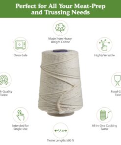 Alternative view of Regency Wraps Butchers Cooking Twine, Made of Heavy-Weight Natural Cotton, Perfect for Meat Trussing and Food Prep, 500 ft Cone, Pack of 1 500 ft Cone (Pack of 1)