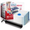 Spacesaver Space Bags Vacuum Storage Bags (Jumbo 10pk) Save 80% Clothes Storage Space - Vacuum Bags for Comforters, Blankets, Bedding, Clothing - Compression Seal for Closet Storage. Pump for Travel 10 Pack Jumbo