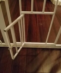 Carlson Extra Wide Walk Through Pet Gate with Small Pet Door, Includes 4-Inch Extension Kit, Pressure Mount Kit and Wall Mount Kit,White 54 718xahdsReL