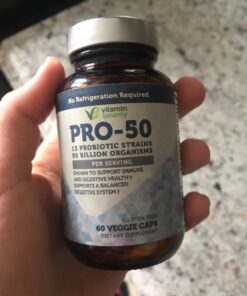 Vitamin Bounty Pro-50 Probiotics - 13 Probiotic Strains, Gut Health, Digestive Health, Probiotic for Women and Men, Delayed Release Capsule with Prebiotic Greens - 60 Capsules 60 Count (Pack of 1) 39 719 E3kyB3L