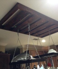 Fox Run Rectangular Hanging Pot Rack with Chains and 6 Hooks, 2 Inch, Black Iron Rectangular With Hooks 30 719 VWcb L