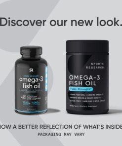 Sports Research Triple Strength Omega 3 Fish Oil 1250mg from Wild Alaska Pollock | Burpless Fish Oil Supplement with Omega-3 EPA & DHA |Sustainably Sourced, Non-GMO, Gluten Free - 180 Softgels 180 Count (Pack of 1) 25 719 aE0jtkL