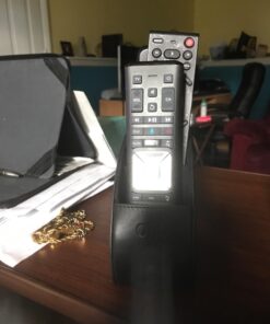Londo Remote Control Holder with 5 Pockets - Store DVD, Blu-Ray, TV, Roku or Apple TV Remotes - PU Leather with Suede Lining - Slim, Compact Living or Bedroom Storage Black 19 7190QL7ZWoL