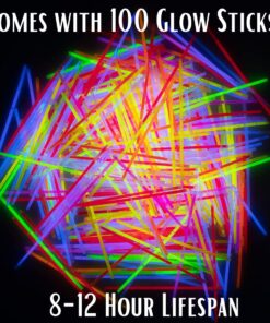 SCS Direct Glow Bracelets1(00pc) Wholesale Pack of Glow Sticks w Connectors-Non-Toxic, Long 8-12 Hour Lifespan-Safe Trick Or Treating Lights, Non-Candy Treats, Neon Headband, Camping Summer Camp Party 17 7190yxdlhLL