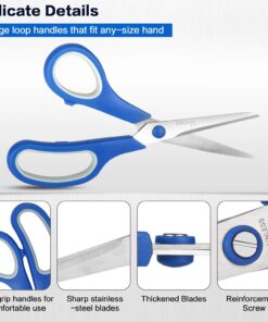 Scissors, VERONES 8 Inch Soft Comfort-Grip Handles & Stainless Steel Sharp Blades Perfect for Cutting Paper, Fabric Photos, & More, 15-Pack 15 PACK 12 7191v2ApBfL