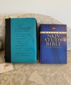 Christian Art Gifts Women's Fashion Bible Cover Serenity Prayer, Aqua/Black Faux Leather, Large 36 7191vxJYo7L