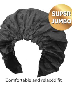 Alternative view of Donna Super Jumbo Shower Cap Waterproof Material 1pc for Women or Men Shower Cap for Roller Sets, Afros, Twist, Silk Wraps and More Reusable (BLACK COLOR) Black