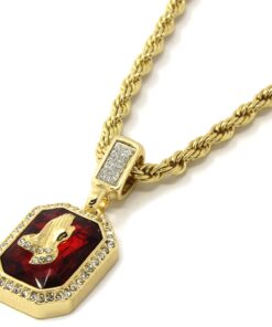 Jewel Town Mens Gold Angel & P Ruby Bundle Set Cz Pendant Hip Hop 24" & 30" Rope Chain D463 21 7192UvzPUSL 2