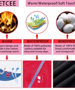 Alternative view of PETCEE Waterproof Dog Jacket, Dog Winter Jacket Reflective Lofty Dog Coat Polyester Fleece Lined Pet Dog Jacket Vest for Medium Large Dogs-2 Layer (Red L) Red