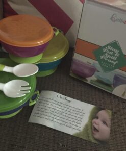 Best Suction Baby Bowls for Toddlers-Toddler Bowls Baby Feeding Set with Baby Utensils | Bonus Baby Spoons and Baby Fork | to Go Baby Bowl with Secure Lids | Suction Plates | BPA Free Suction Bowl 22 71931tEEojL