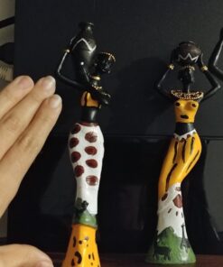Gedengni 𝑩𝒍𝒂𝒄𝒌 𝑭𝒊𝒈𝒖𝒓𝒊𝒏𝒆𝒔 𝑨𝒇𝒓𝒊𝒄𝒂𝒏 𝑨𝒓𝒕 𝑫𝒆𝒄𝒐𝒓, African Figure Sculpture Tribal Lady Figurine Statue Decor Collectible Art Piece, 7.5-Inch, Pack of 3 Yellow Statu -3pc 30 71937T0BYDL