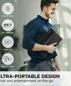 ViewSonic VA1655 15.6 Inch 1080p Portable IPS Monitor with a Built-in Stand, Mobile Ergonomics, USB C, Mini HDMI and Protective Case for Home and Office,Black 33 7193TtFiGuL