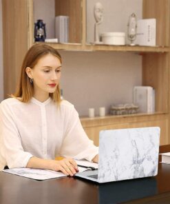 MOSISO Compatible with MacBook Air 13 inch Case (Models: A1369 & A1466, Older Version 2010-2017 Release), Plastic Pattern Hard Shell Case & Keyboard Cover & Screen Protector, White Marble 52 7194173OsYL