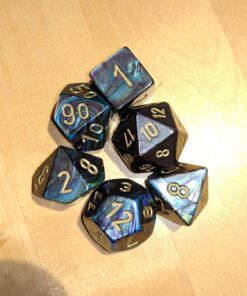 Chessex 27499 Polyhedral Dice, Lustrous Shadow with Gold 7-Die Set CHX, Multicolor 23 7194y78g4L