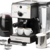 EspressoWorks All-In-One Espresso Machine with Milk Frother 7-Piece Set - Latte Maker Includes Grinder, Frothing Pitcher, Cups, Spoon and Tamper - Coffee Gifts (Stainless Steel) Stainless Steel