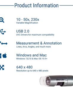 Dino-Lite USB Digital Microscope AM3113T - 0.3MP, 10x - 50x, 230x Optical Magnification, Measurement, Microtouch (Discontinued) 6 7196hqVKpSL