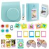Fujifilm Instax Mini 9 or Mini 8 Instant Camera Accessories Bundle 11 Piece Gift Set Kit Includes BLUE Case with Strap, Albums, Filters, Selfie lens, Hanging + Creative Frames, 60 stickers & More Standard Packaging