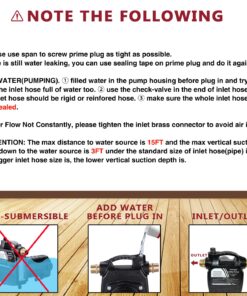 EXTRAUP 115Volt 1/2HP 1500 GPH Heavy Duty High Pressure Cast Iron Casing Water Transfer Utility Pump With Brass Connectors and Suction Strainer w/o switch 18 7197K3nsaL