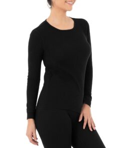 Fruit of the Loom Women's Micro Waffle Premium Thermal Underwear Tee Shirt X-Large Black/Black 14 7198c3bk0KL 1