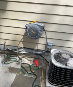 GLAHODEN Retractable Garden Hose Reel, 5/8in x 65ft+6ft Slow Return System Water Hose Reel, Patented Design for Any Length Lock Increase Flow Rate By 20% 2 Year Anti-fading Hose Reel Wall Mount 5/8" 65FT 27 7199BodUUnL