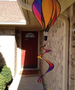 In the Breeze 6 Panel Rainbow Stripe Hot Air Balloon - Wind Spinner Includes Curlie Tail - Colorful Kinetic Hanging Decoration,11" W x 17" H, 30" Tail 9 7199p2WYoXL