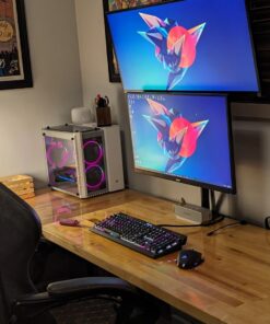 VIVO Dual LCD Monitor Desk Mount Stand Heavy Duty Stacked, Holds Vertical 2 Screens up to 32" (STAND-V002T) Black 34 719AuNIbsrL