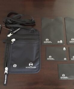 Neck Wallet Travel Pouch & Passport Holder - RFID Blocking plus 5 RFID Sleeves Deluxe Black Premium 24 719BnE7DevL 1