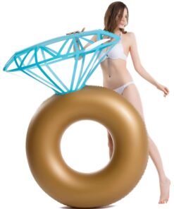 Alternative view of Jasonwell Inflatable Diamond Ring Pool Float - Engagement Ring Bachelorette Party Float Stagette Decorations Swimming Tube Floaty Outdoor Water Lounge for Adults & Kids Gold