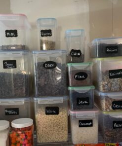 Vtopmart Large Food Storage Containers 5.2L / 176oz, 4 Pieces BPA Free Plastic Airtight Food Storage Canisters for Flour, Sugar, Baking Supplies, with 4 Measuring Cups and 24 Labels, Blue 5.2L--4.7quart 48 719C2WTqjBL