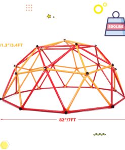 Alternative view of JAXPETY Geometric Dome Climber, Outdoor Toddler Play Set, Kids Outdoor Jungle Gym,Supporting 500LBS(Red&Yellow, 7FT) Red + Yellow