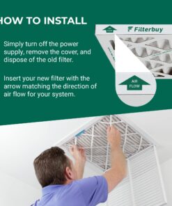 Filterbuy 14x14x1 Air Filter MERV 8 Dust Defense (4-Pack), Pleated HVAC AC Furnace Air Filters Replacement (Actual Size: 13.50 x 13.50 x 0.75 Inches) 13 719CdObbcoL