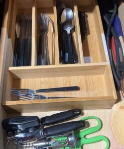 Utopia Kitchen Bamboo Silverware Organizer for Drawer Kitchen Utensil Organizer, Kitchen Drawer Organizer for Large Utensils, Cutlery Drawer Organizer, Silverware Holder, Flatware Organizer Tray 5 Compartments Natural 33 719CfiIMsL