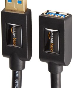 Amazon Basics 2-Pack USB-A 3.0 Extension Cable, 4.8Gbps High-Speed, Male to Female Gold-Plated Connectors, 6 Foot, Black 6 Feet 23 719CklBtyHL