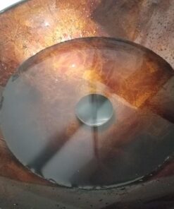 Aquaterior Modern Bathroom Round Artistic Tempered Glass Vessel Vanity Sink Bowl Basin Spa (FAUCET NOT INCLUDED) Flame Red 35 719DPXBM NL