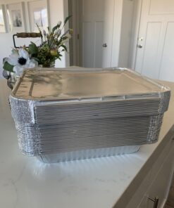 Foil Pans with Lids - 9x13 Aluminum Pans with Covers - 25 Foil Pans and 25 Foil Lids - Disposable Food Containers Great for Baking, Cooking, Heating, Storing, Prepping Food 25 Pack w/Lids 29 719E7Xl h8L