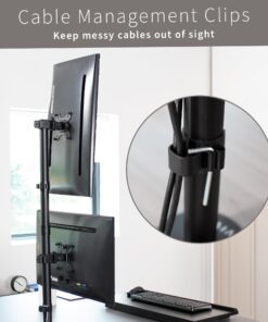 VIVO Dual LCD Monitor Desk Mount Stand Heavy Duty Stacked, Holds Vertical 2 Screens up to 32" (STAND-V002T) Black 26 719GFrqZIIL