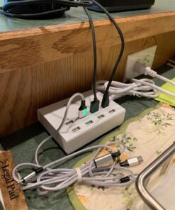 USB Charger, HITRENDS 8 Ports Charging Station 60W/12A Multi Port USB Charging Hub for Multiple Devices (5ft Cord, White) 32 719Gqp3XJjL