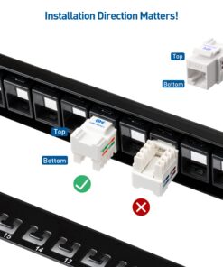 Cable Matters Rackmount or Wall Mount 1U 24 Port Keystone Patch Panel with Cable Management and Support Bar (19-inch Blank Patch Panel for Keystone Jacks/Keystone Panel) 1U (24-Port) 25 719H8ehPy6L
