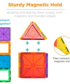 Best Choice Products 110-Piece Kids Colorful Magnetic Tiles Set 3D Construction Magnet Building Blocks Educational STEM Toy with Carrying Case - Multicolor 18 719K4JMNVGL