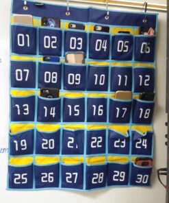 MISSLO Classroom Cell Phone Calculator Holder Numbered 30 Pockets Chart Hanging Wall Door Storage Organizer (Blue) 46 719KdX2NgiL