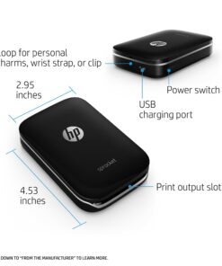 Alternative view of HP Sprocket Portable Color Photo Printer, Print Social Media Photos on 2x3" Sticky-Backed Paper - Black (X7N08A)