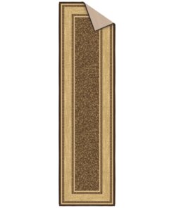 Machine Washable Bordered Design Non-Slip Rubberback 2x7 Traditional Runner Rug for Hallway, Kitchen, Bedroom, Living Room, 1'10" x 7', Brown Border Dark Brown Runner - 1'10" x 7' 34 719LbEyZZdL