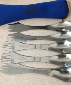 Tapirus 5 Spork Of Steel Utensils Set | Durable & Rust Proof Stainless Steel | Spoon, Fork & Knife Flatware | For Camping, Fishing, Hunting & Outdoor Activities | With Bottle Opener & Carrying Case 58 719Mz77A19L
