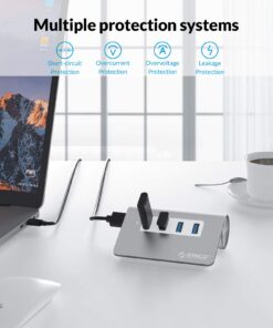 4-Port USB 3.0 Hub ORICO Aluminum USB Hub with 3.3ft Extend Cable, Portable Data Hub for MacBook, Mac Pro/Mini, iMac, XPS, Surface Pro, Notebook PC, USB Flash Drives, Mobile HDD Silver 17 719N6cDP7aL